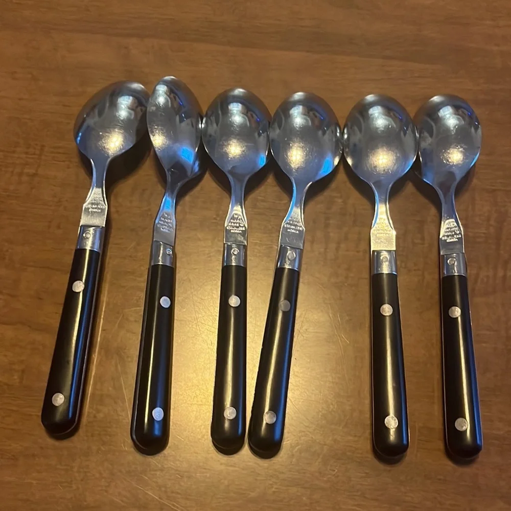 Washington‎ Forge Mardi Gras Black Stainless Soup Spoon 6 Silverware flatware